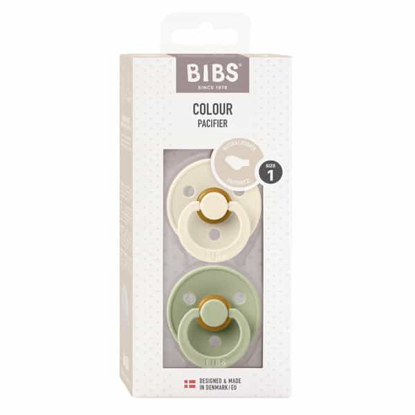 Bibs Colour 2 Pack Latex Size 1 Ivory/Sage - 0 +Months