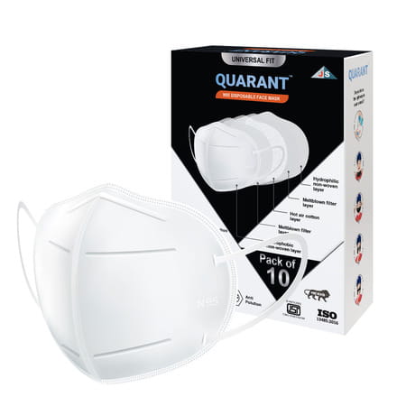 Quarant N95 Face Mask With Adjustable Nose Pin - Pack Of 20