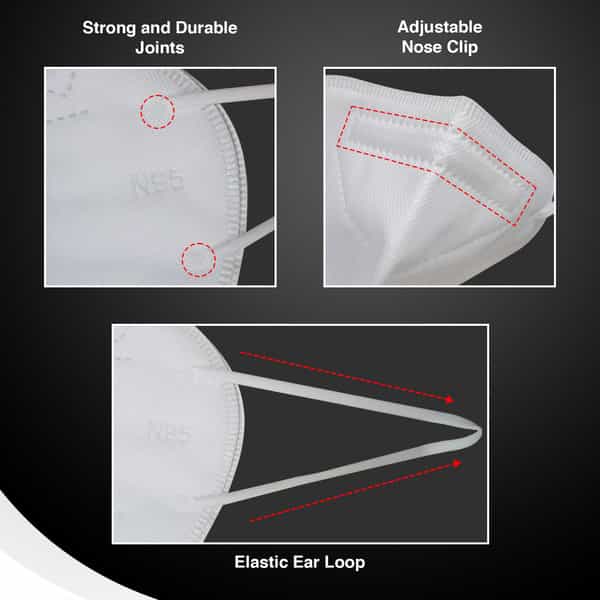 Quarant N95 Face Mask With Adjustable Nose Pin - Pack Of 20