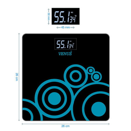 Venus (India) Electronic Digital Personal Bathroom Weight Machine | Upto 180kg | Eps-2001 Black