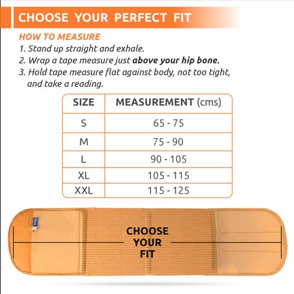 Vissco Abdominal Belt (8") |Supports The Weak Abdominal Muscles To Relieve Pain - Small (Beige)