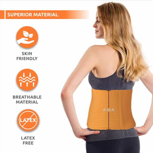 Vissco Abdominal Belt (8") |Supports The Weak Abdominal Muscles To Relieve Pain - Small (Beige)