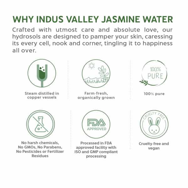 Indus Valley Natural Jasmine Water Facial Toner - Chemical Free - 250 Ml