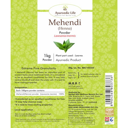 Ayurvedic Life Mehandi Powder - 1 Kg Value Pack Of 2