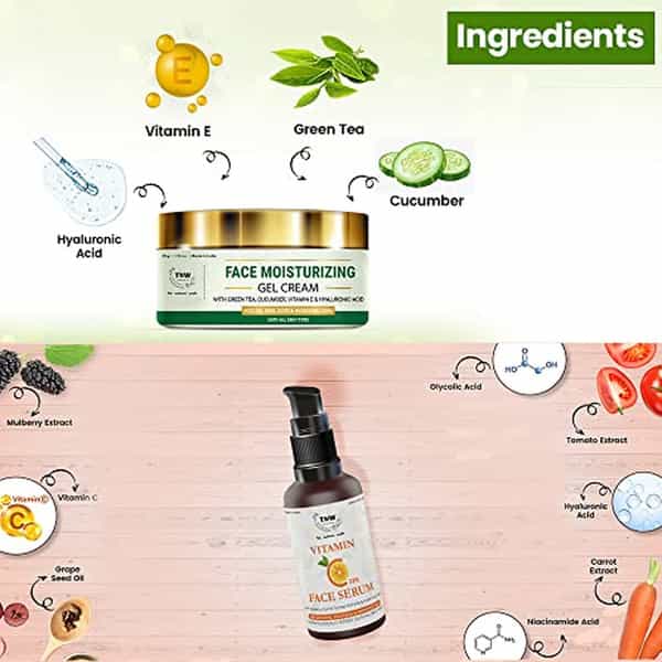 Tnw The Natural Wash Face Moisturizing Gel Cream & Vitamin C Face Serum |