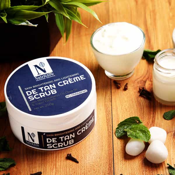 Nutriglow Advanced Organics De Tan Scrub Cream/ Skin Lightening And Brightening/ All Skin Types 200G