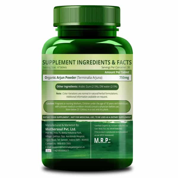 Himalayan Organics Organic Arjuna | Bottle | 120 Veg Tablets