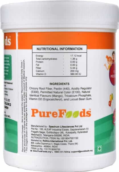 Purefoods Cal-Pb Calcium + Vitamin D Gummies For Kids - (60 Mango Flavoured Gummies)