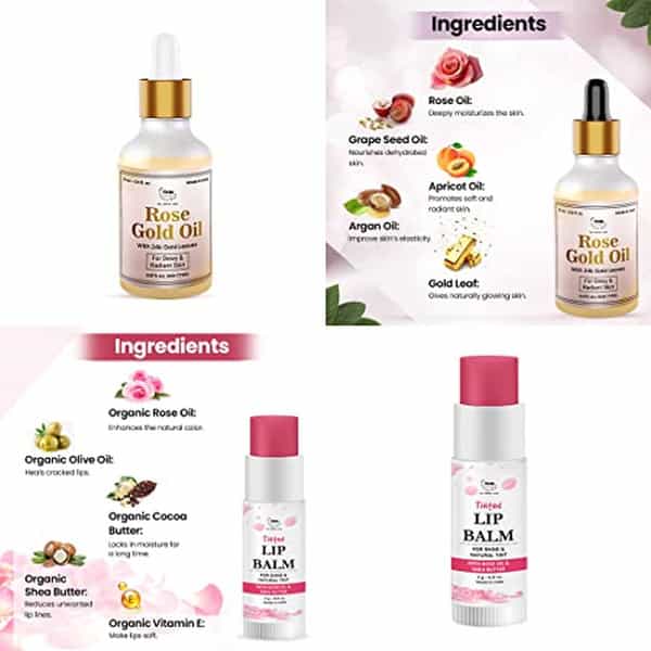 Tnw The Natural Wash Skin & Lip Care Combo With Rose Gold Oil & Rose Tinted Lip Balm
