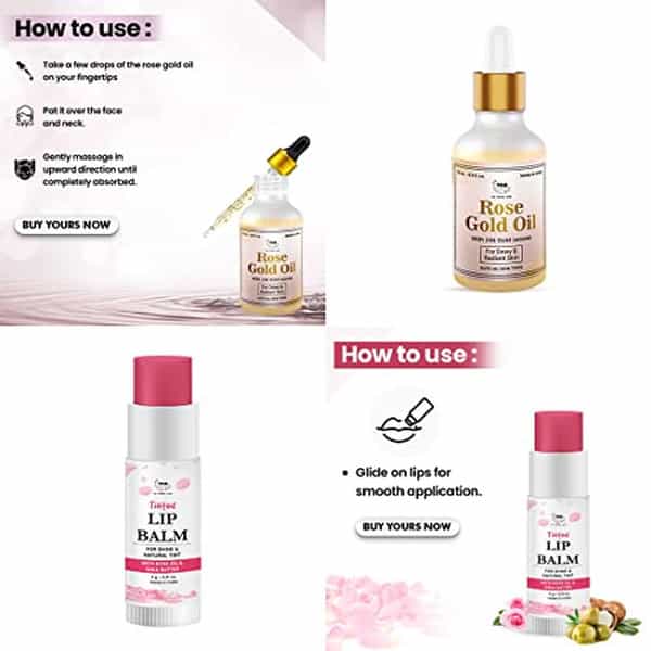 Tnw The Natural Wash Skin & Lip Care Combo With Rose Gold Oil & Rose Tinted Lip Balm