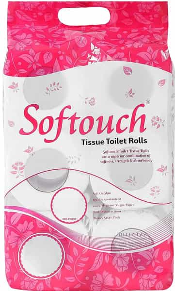 Softouch 3 Ply Toilet Paper Tissue Roll Family Pack 6-In-1