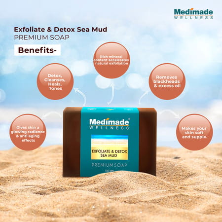 Medimade Exfoliate & Detox Sea Mud Premium Soap - 100 Gm X 5 ( Pack Of 5 )