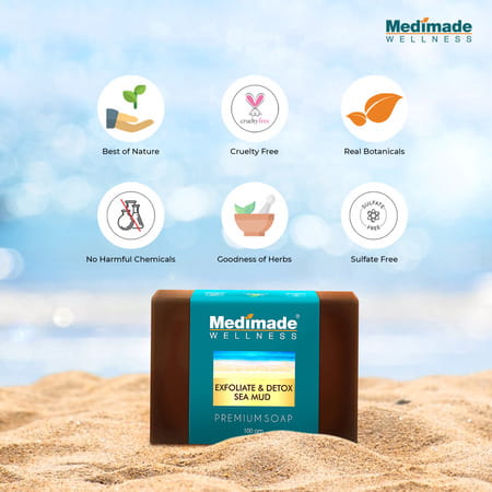 Medimade Exfoliate & Detox Sea Mud Premium Soap - 100 Gm X 5 ( Pack Of 5 )