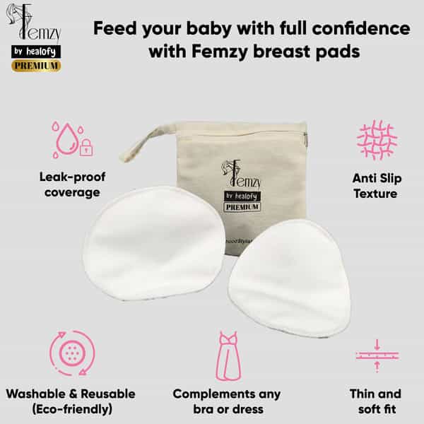 Femzy Reusable Breast Pads- 4 Pcs- 100G