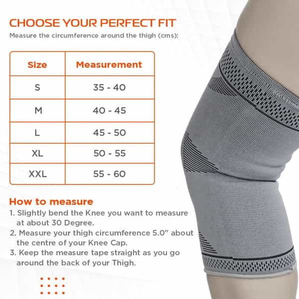 Vissco Stretchable 2D Knee Cap | Ideal Mild Support For Free Knee Movement | Xl - Grey (In Pair)