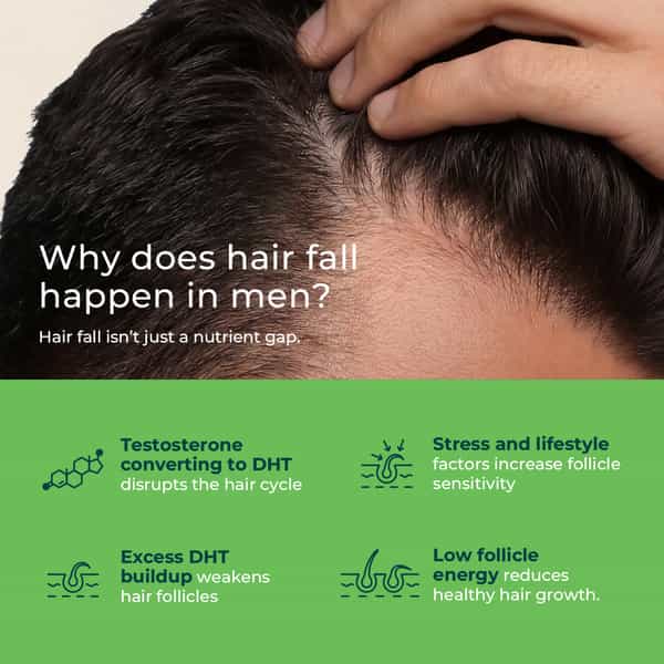 Oziva Hair Actives + Shilajit For Men Hair Supplement With Liposomal | 30 Effervescent Tablets