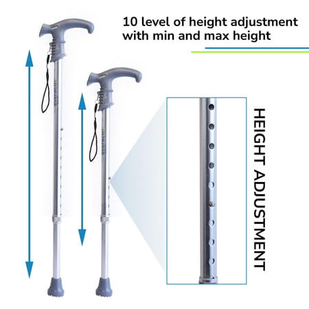 Everactiv Height Adjustable Walking Stick For Men & Women