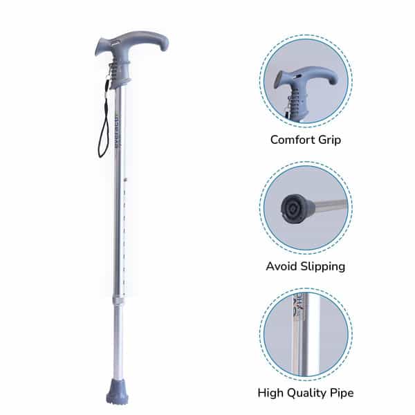 Everactiv Height Adjustable Walking Stick For Men & Women