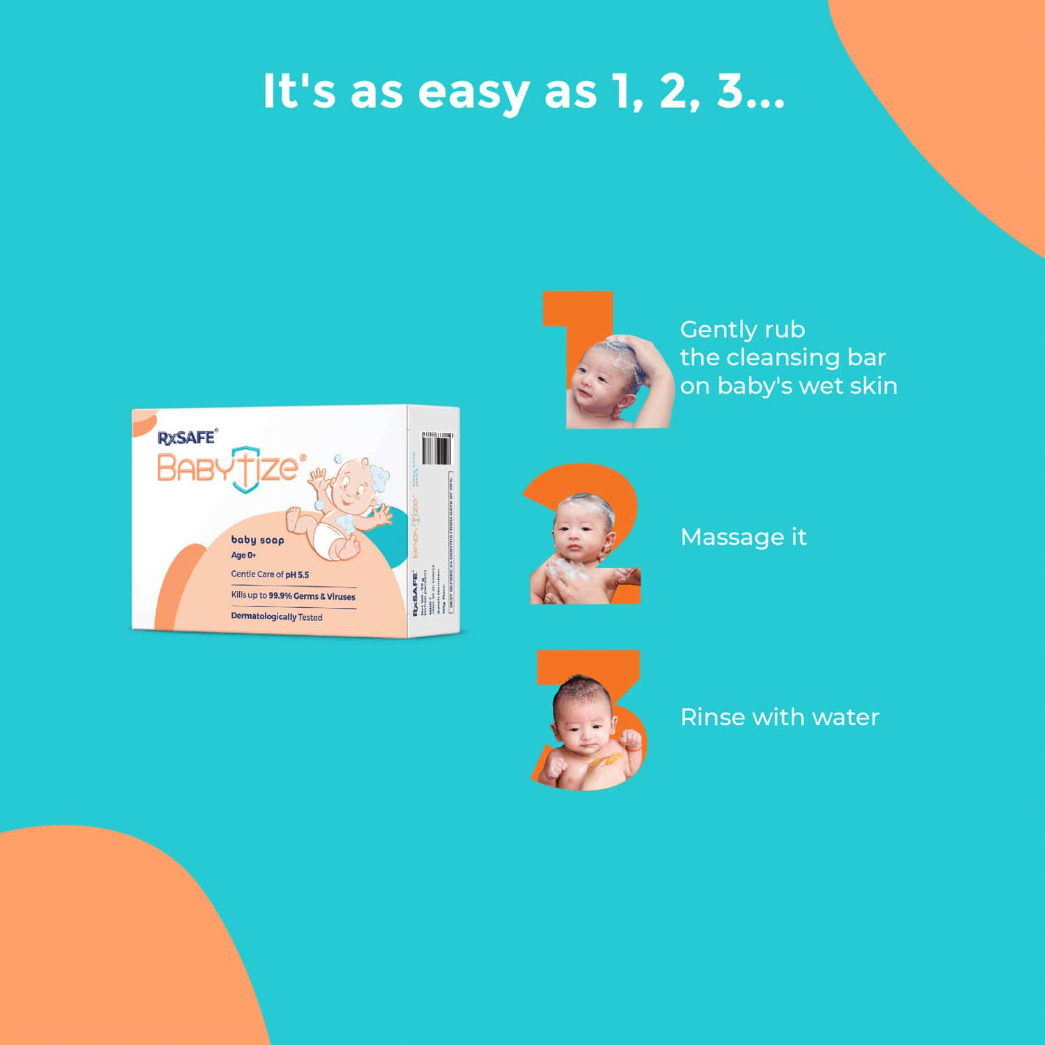 Buy RXSAFE BABYTIZE BABY SOAP PH 5.575GM Online & Get Upto 60 OFF at
