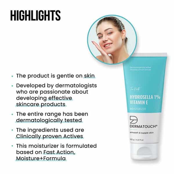 Dermatouch Hydrosella & Vitamin-E Moisturizer For Face | Daily Moisturizer - All Skin Types - 125G