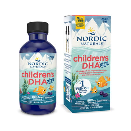 Nordic Naturals Children'S Dha Xtra Omega 3 Arctic Cod Liver Fish Oil For Kids Berry Punch 60 Ml