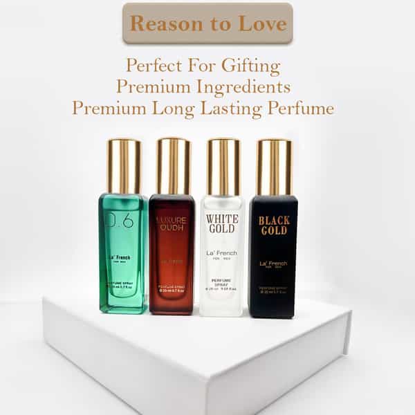 La French Classic Luxure Oud, White Gold, Black Gold, 0.6 Eau De Parfum Gift Set 4 X 20Ml For Unisex