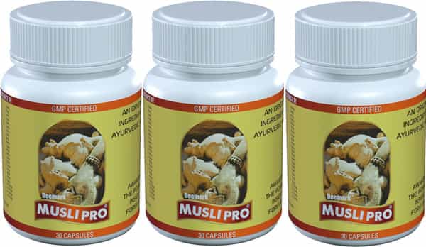 Deemark Musli Pro Tribulus Pure Himalayan Shilajit Natural Gokshura Mens Wellness - (3X30 Caps)