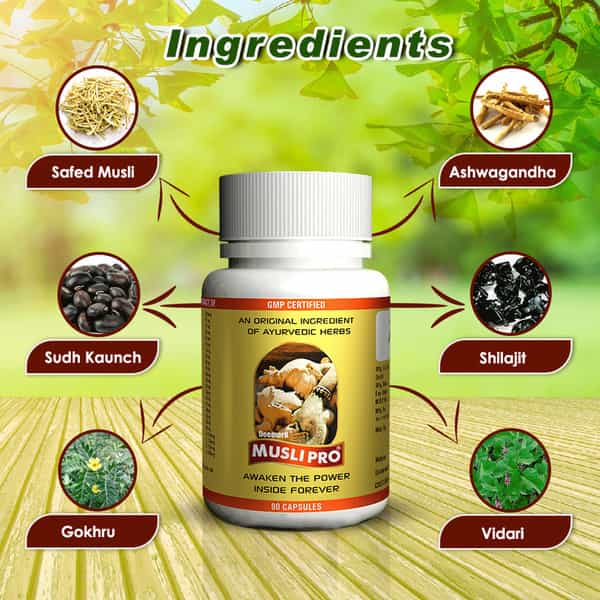 Deemark Musli Pro Tribulus Pure Himalayan Shilajit Natural Gokshura Mens Wellness - (3X30 Caps)