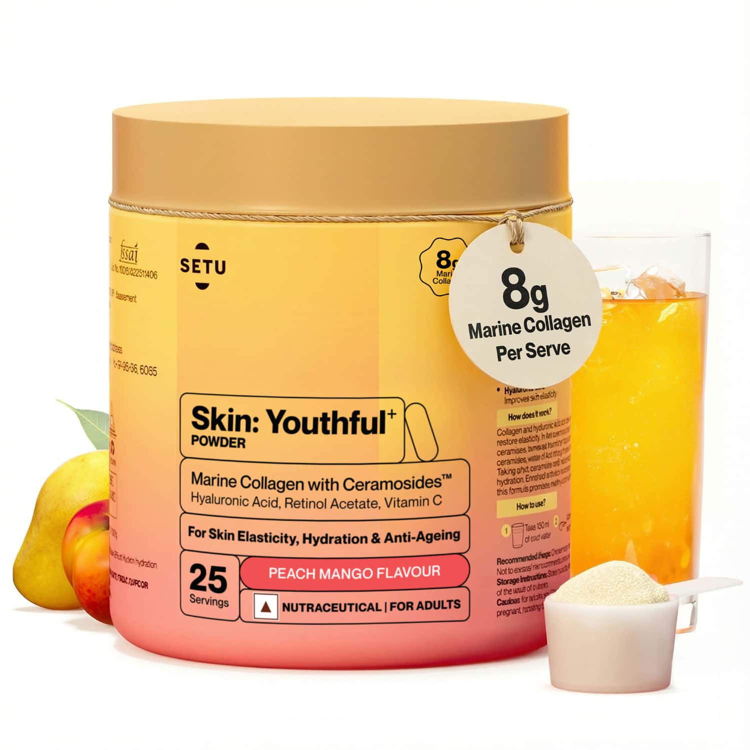 Setu Skin Upgraded Youthful Marine Collagen Powder Supplements For Men And Women 250 Gram