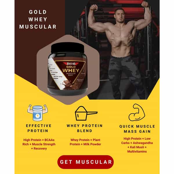 Sos Nutrition Gold Whey Protein Men Herbs Multivitamins With Carb Blocked (Rich Chocolate) - 2Lbs