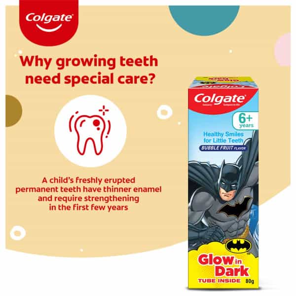 Colgate Anticavity Kids Batman Bubble Fruit Toothpaste (6+ Years) Tube Of 80 G