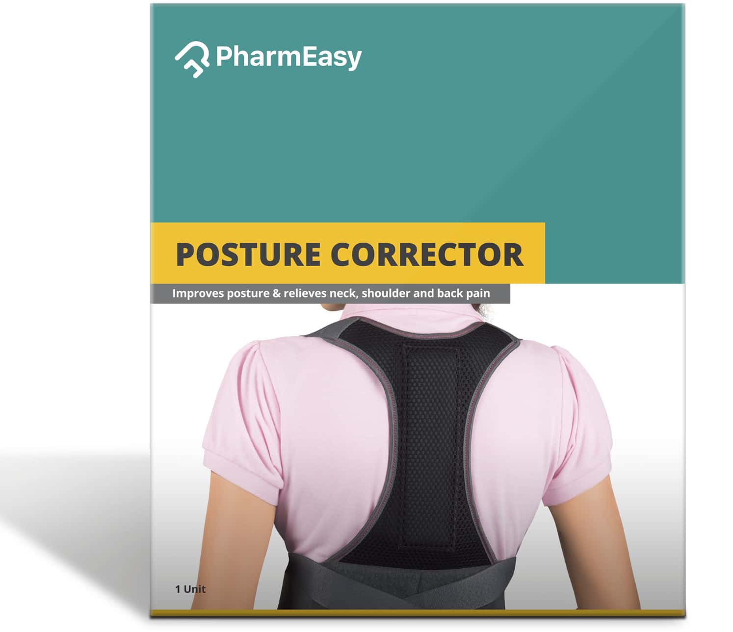 Pharmeasy Posture Corrector - Corrects Bad Posture - Eases Neck Back & Shoulder Pain - Medium