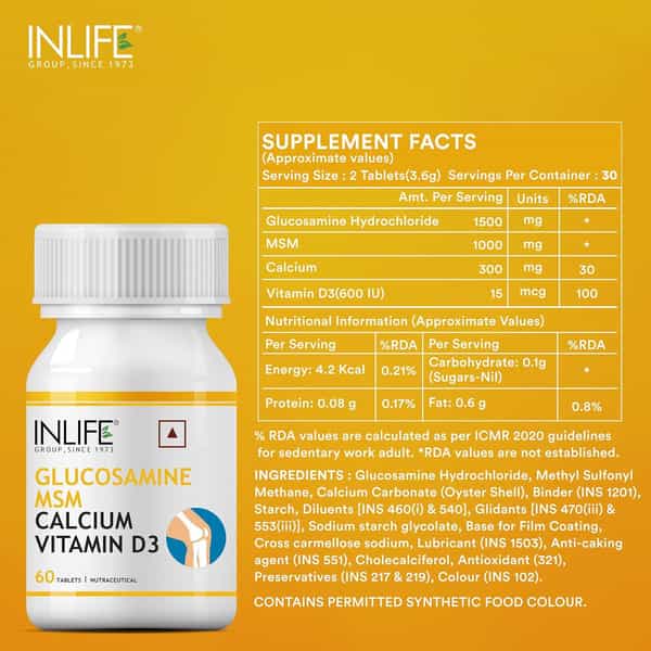 Inlife Glucosamine Tablets For Dogs & Cats 60 Tablets Pet Health Supplements (750 Mg)