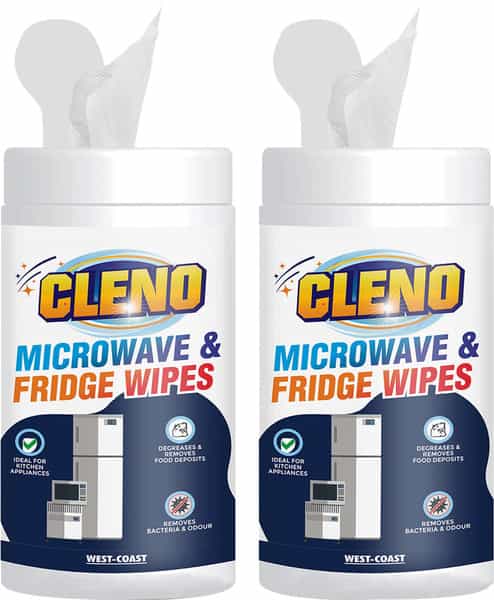 Cleno Microwave & Fridge Wet Wipes Removes Food & Grime Buildup - 50 Wipes (Pack Of 2)
