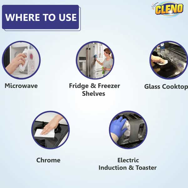 Cleno Microwave & Fridge Wet Wipes Removes Food & Grime Buildup - 50 Wipes (Pack Of 2)