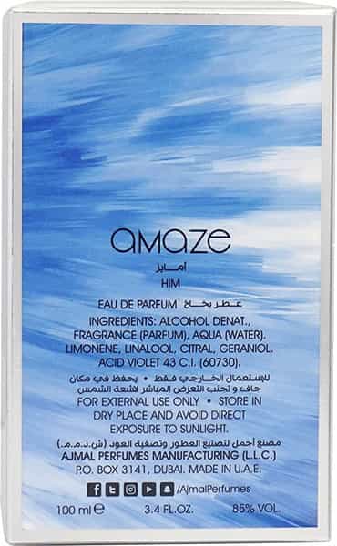 Ajmal Amaze Eau De Parfum Long Lasting Woody Scent Spray 100 Ml Gift For Men - Made In Dubai