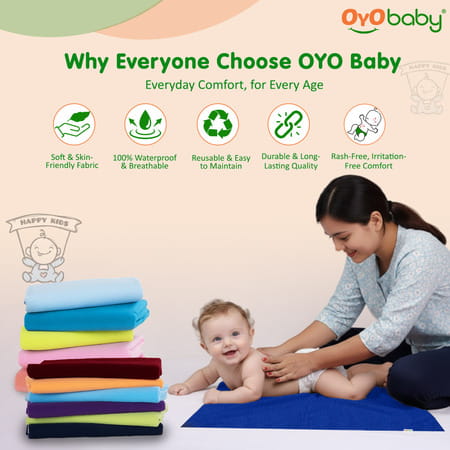 Oyo Baby Waterproof Bed Protector Baby Dry Sheet Medium Royal Blue (70 Cm X 100 Cm)