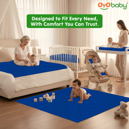 Oyo Baby Waterproof Bed Protector Baby Dry Sheet Medium Royal Blue (70 Cm X 100 Cm)