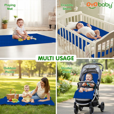 Oyo Baby Waterproof Bed Protector Baby Dry Sheet Medium Royal Blue (70 Cm X 100 Cm)