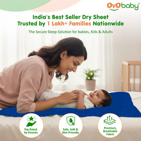 Oyo Baby Waterproof Bed Protector Baby Dry Sheet Medium Royal Blue (70 Cm X 100 Cm)