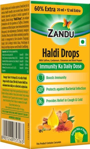 Zandu Haldi Drops Immunity Building - 32Ml (20Ml + 12 Ml Free)