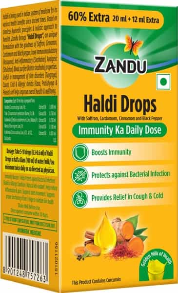 Zandu Haldi Drops Immunity Building - 32Ml (20Ml + 12 Ml Free)