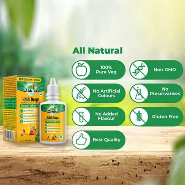 Zandu Haldi Drops Immunity Building - 32Ml (20Ml + 12 Ml Free)