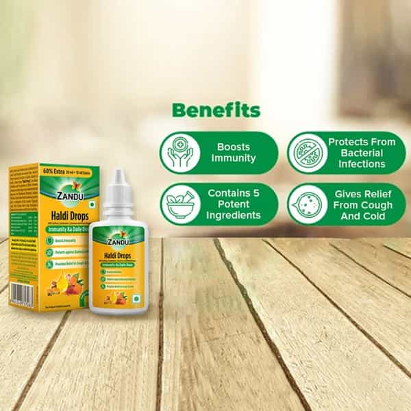 Zandu Haldi Drops Immunity Building - 32Ml (20Ml + 12 Ml Free)