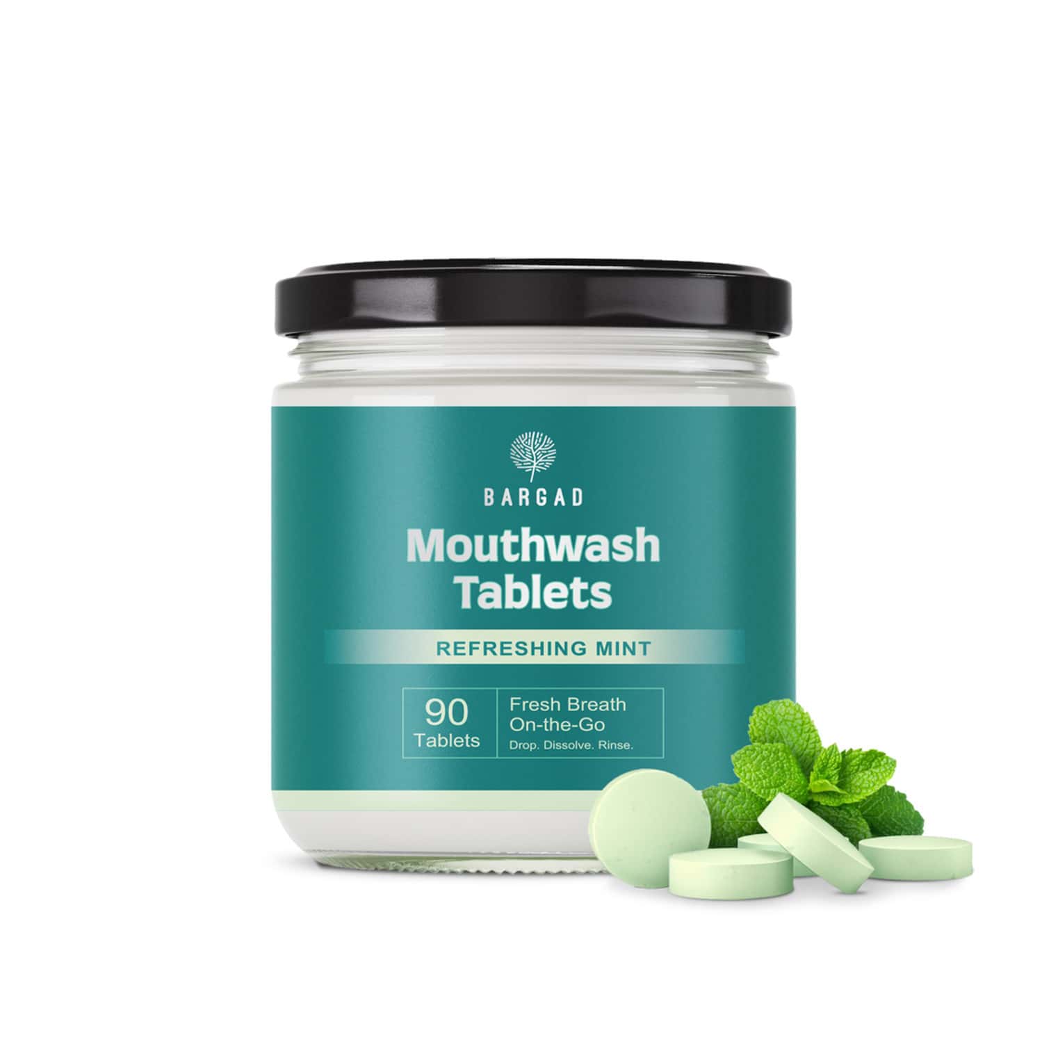 Bargad Refreshing Mint Mouthwash Tablets (90 Count) - Fresh Breath On-The-Go