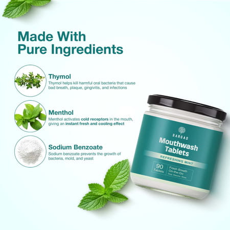Bargad Refreshing Mint Mouthwash Tablets (90 Count) - Fresh Breath On-The-Go