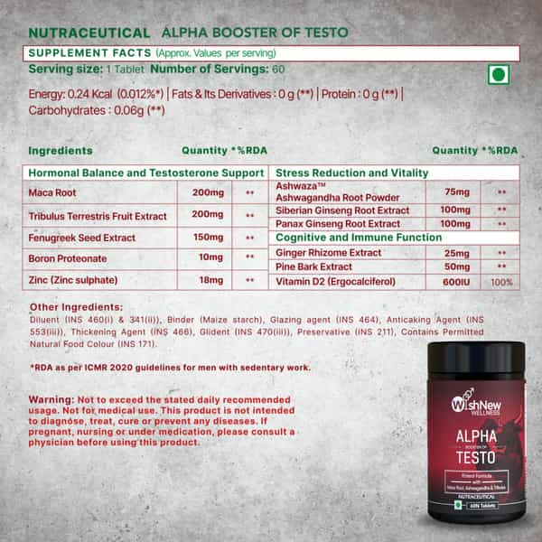 Wishnew Wellness Daily Ritual Multivitamin Men 18+ + Alpha Booster Of Testo + Genius Brain