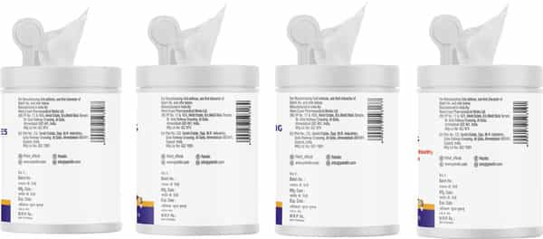 Petvit Wipes Combo Nose And Paw + Cleansing & Grooming + Ear Cleansing +Eye Tear Stain 50 Wipes Each