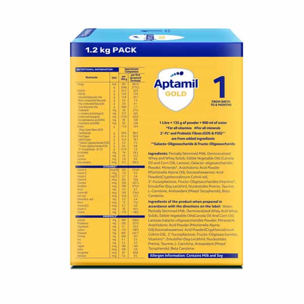 Aptamil Gold Infant Formula Powder - Stage 1 (Upto 6 Months) | 1.2Kg