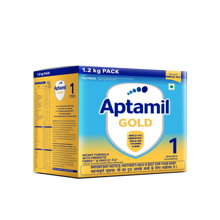Aptamil Gold Infant Formula Powder - Stage 1 (Upto 6 Months) | Hmo (2-Fl) | Prebiotics & Dha | 1.2kg